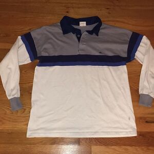 Hobie White, Gray & Blue Long Sleeve Polo